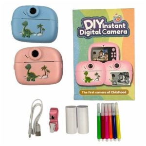 CAMARA IMPRESORA INFANTIL DINOSAURIO C/COLGANTE PAPEL DE IMPRESION 50u｜恐龙儿童相机打印机，带挂绳和打印纸（50件）
