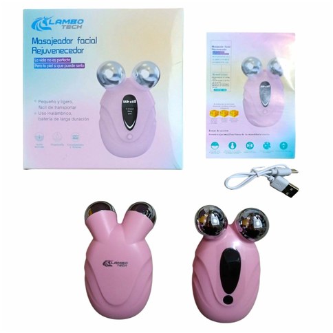 MASAJEADOR FACIAL 138 MICROCORRIENTE RECARGABLE LAMBO TECH 120u｜Lambo Tech 120可充电微电流面部按摩器（120件）