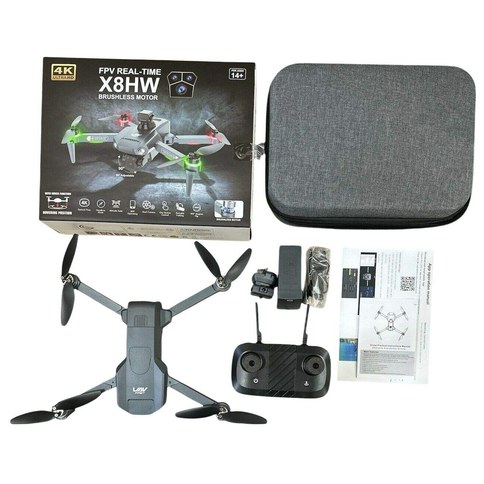 DRON X8HW CAMARA DUAL 4K 480P 1600mAh/12m LUZ LED EVITA OBSTACULOS CONTROL REMOTO c/SOPORTE 24u｜X8HW无人机，配备双4K/480P摄像头、1600mAh电池、12米LED灯、避障功能、带支架的遥控器，共（24件）