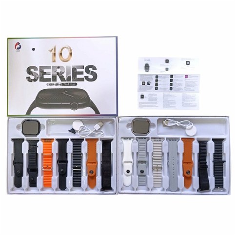 SET SMART WATCH 10series S30 ProMax 7mallas 6silicona+1tela RECARGABLE 50u｜智能手表套装，适用于 iPhone 10 系列 S30 Pro Max，含 7 个网状屏幕（6 个硅胶 + 1 个织物），可充电（50件）