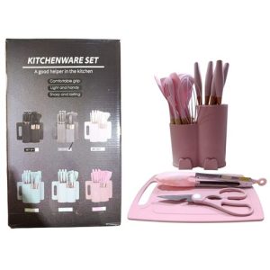 KIT UTENSILIO DE COCINA x19pcs negro rosa verde gris 20u｜厨房用具套装（19件套，黑色、粉色、绿色、灰色（20件）