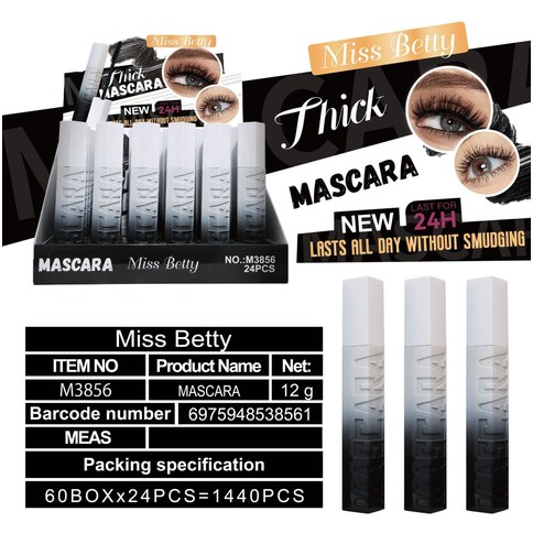 MASCARA DE PESTAÑA M3856 MISS BETTY 1440u｜贝蒂小姐睫毛膏 M3856（1440件）