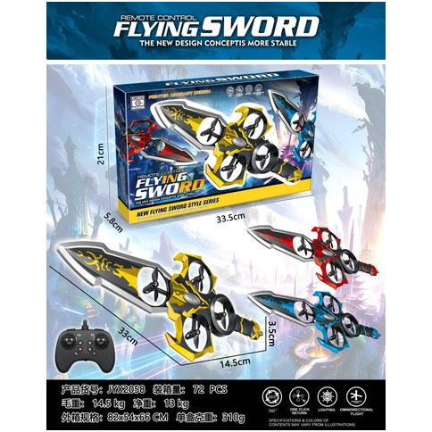 ESPADA VOLADORA FLYING SWORD JYX2058 c/CONTROL REMOTO 2BATERIAS 72u｜JYX2058飞行剑，带遥控器和2块电池（72件）