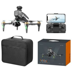 DRON V196 CAMARA DUAL F2.5 LUZ LED EVITA OBSTACULOS CONTROL REMOTO c/SOPORTE SIN ESCOBILLO 12u｜V196无人机，带双F2.5摄像头、LED灯、避障功能、遥控器和无刷电机支架（12件）