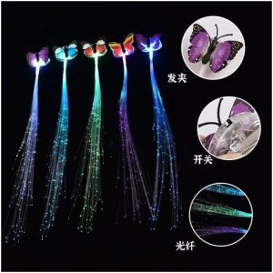 MECHITAS DE PELO APLIQUE FIBRA c/MARIPOSA y LED 1200u｜纤维、蝴蝶结、LED 接发（1200件）