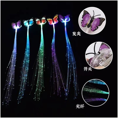 MECHITAS DE PELO APLIQUE FIBRA c/MARIPOSA y LED 1200u｜纤维、蝴蝶结、LED 接发（1200件）