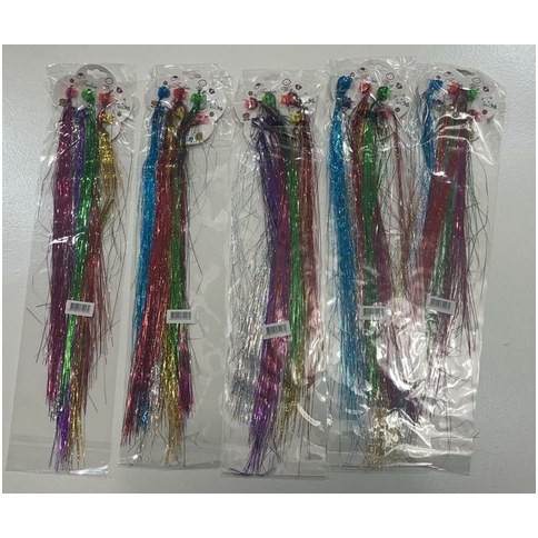 MECHITAS BRILLOS DE COLORES c/BROCHE x6pcs 1200u｜彩色闪光接发片（带夹子）（6片（1200件）