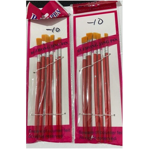 SET 6 PINCELES MANGO MADERA ROJO 600U｜一套6支红色木柄画笔（600件）