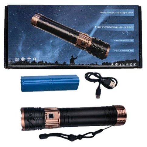 LINTERNA TACTICA LED ALUMINIO c/TRIPODE LUZ FRIA CALIDA AZUL RECARGABLE 25cm 30u｜25 厘米可充电铝制 LED 战术手电筒，带三脚架，冷光、暖光和蓝光（30件）