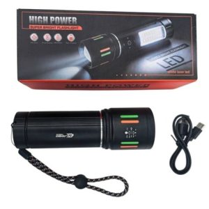 LINTERNA LED ALUMINIO HIGH POWER RECARGABLE 18cm 60u｜可充电高功率铝制LED手电筒 18厘米（60件）