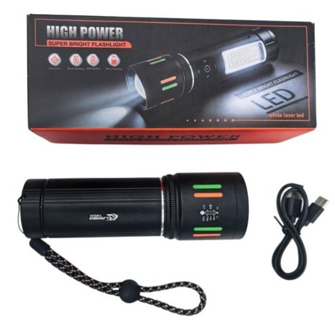 LINTERNA LED ALUMINIO HIGH POWER RECARGABLE 18cm 60u｜可充电高功率铝制LED手电筒 18厘米（60件）
