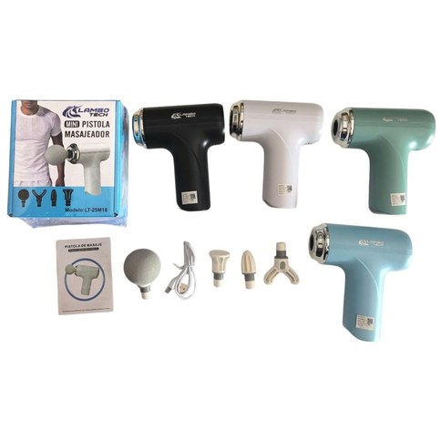 MINI PISTOLA MASAJEADORA 4 cabezales RECARGABLE LAMBO TECH LT-25M16 40u｜LAMBO TECH LT-25M16 可充电迷你按摩枪，带4个按摩头（40件）