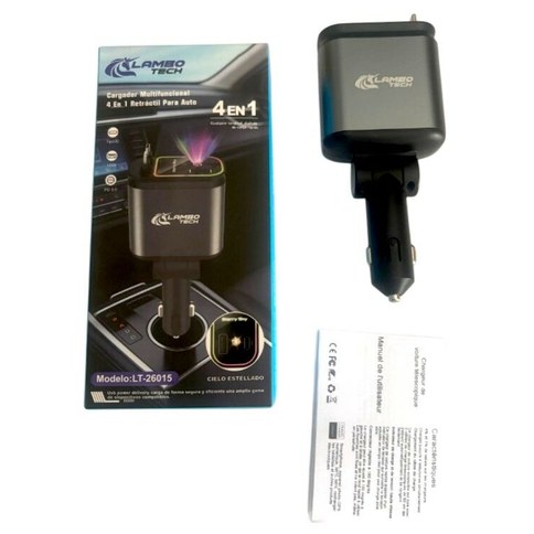 CARGADOR MULTIFUNCIONAL 4en1 RETRACTIL p/AUTO LAMBO TECH LT-26015 100u｜适用于LAMBO TECH的可伸缩四合一多功能车载充电器 LT-26015（100件）