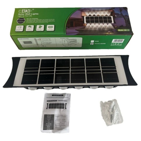 LAMPARA SOLAR DE PARED LED FRIO-CALIDO BIDERECCIONAL CBK BK-12 EXTERIOR A PRUEBA DE AGUA 50u｜CBK BK-12 防水户外暖/冷光 LED 太阳能壁灯（50件）