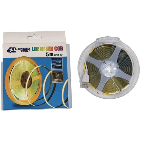 TIRA LED COB CALIDA USB 5v LAMBO TECH 5m 100u｜LAMBO TECH 5米暖白光USB 5V COB LED灯条（100件）