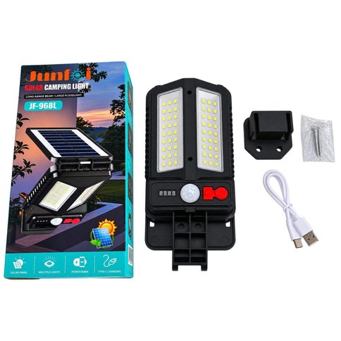 LAMPARA SOLAR DE CAMPING RECARGABLE JUNFEI JF-968L 72u｜JUNFEI JF-968L 可充电太阳能露营灯（72件）