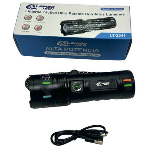 LINTERNA TACTICA ULTRA POTENTE LAMBO TECH LT-2541 RECARGABLE 18.5cm 60u｜LAMBO TECH LT-2541 可充电超强战术手电筒（18.5厘米）（60件）