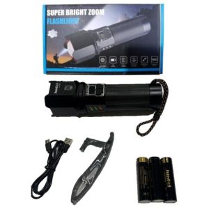 LINTERNA ALUMINIO FRIO CALIDO RGB JUNFEI JF-2510 RECARGABLE 23x6cm 30u｜JUNFEI JF-2510 RGB 冷暖光铝制手电筒（23x6厘米）（30件）