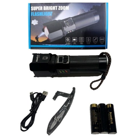 LINTERNA ALUMINIO FRIO CALIDO RGB JUNFEI JF-2510 RECARGABLE 23x6cm 30u｜JUNFEI JF-2510 RGB 冷暖光铝制手电筒（23x6厘米）（30件）