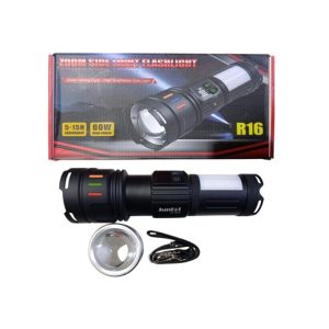 LINTERNA JUNFEI JF-R16 60w c/LENTE RECARGABLE 24x7cm 30u｜JUNFEI JF-R16 60瓦手电筒，带可充电镜头，24x7厘米（30件）
