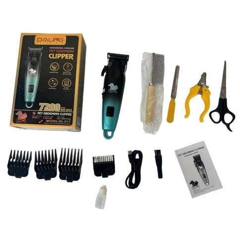 KIT CORTAPELO MASCOTA DALING DL-D17 INALAMBRICA RECARGABLE 40u｜DALING DL-D17 无绳可充电宠物美容套装（40件）