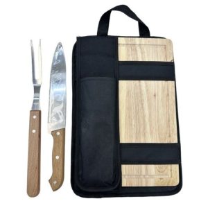 SET ESTUCHE DE ASADO TENEDOR CUCHILLO TABLA 24u｜烧烤套装（含叉子、刀和砧板）（24件）