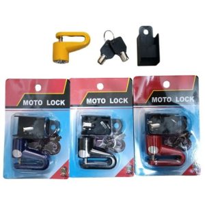 CANDADO TRABADISCO MOTO LOCK METAL c/LLAVE SOPORTE 100u｜摩托车碟刹锁（金属材质，带钥匙和支架）（100件）