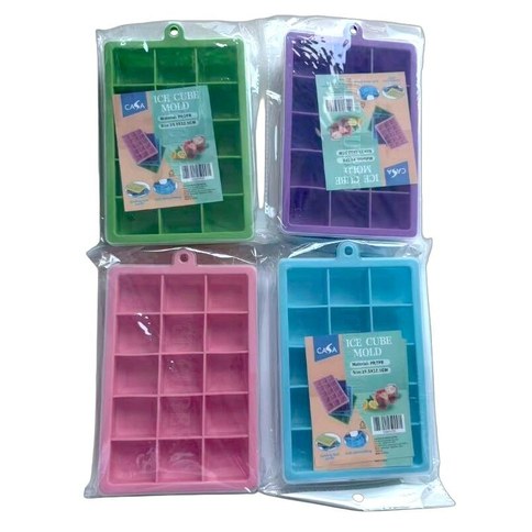 CUBETERA DE HIELO c/TAPA SILICONA 19.5x12.5cm 24 divisiones 200u｜带硅胶盖的冰格，19.5x12.5厘米，24格（200件）