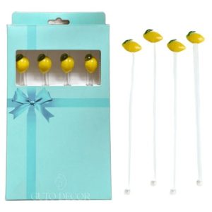 SET SORBETES DE VIDRIO c/DECORATIVO x4pcs 50u｜4支装装饰玻璃吸管（50件）