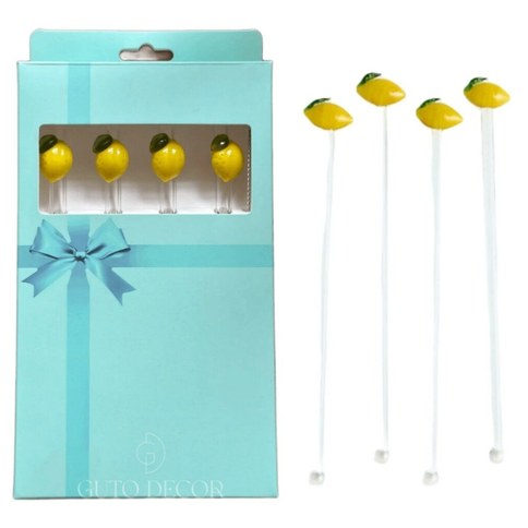 SET SORBETES DE VIDRIO c/DECORATIVO x4pcs 50u｜4支装装饰玻璃吸管（50件）