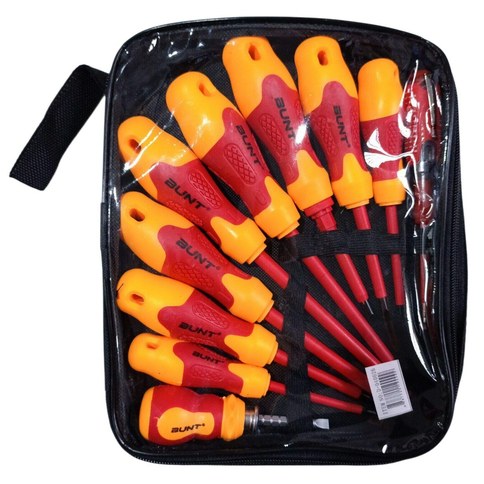 JUEGO DE DESTORNILLADORES BUNT AISLANTE ELECTRICISTA x10pcs 48u｜BUNT 绝缘电工螺丝刀套装 x10 套（48件）