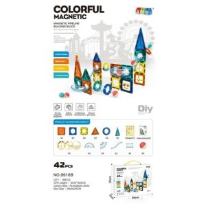 BLOQUES MAGNETICOS CONSTRUCCION COLORFUL MAGNETIC 9916B TOBOGAN x42pcs 36u｜彩色磁性 9916B 滑梯积木 x42 块（36件）