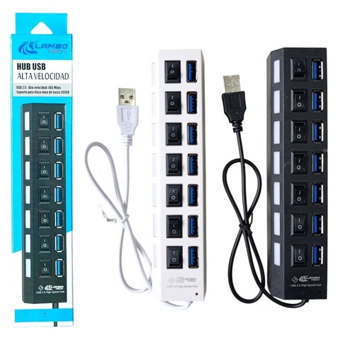 HUB USB ALTA VELOCIDAD 7 PUERTOS 480Mbps LAMBO TECH 300u｜LAMBO TECH 7 端口 480Mbps 高速 USB 集线器（300件）