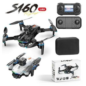DRONE S160 UAV FYING CAMARA DUAL LUZ LED EVITA OBSTACULOS CONTROL REMOTO VISOR 24u｜S160 飞行无人机，配备双摄像头、LED 灯、避障功能、遥控器和显示屏（24件）