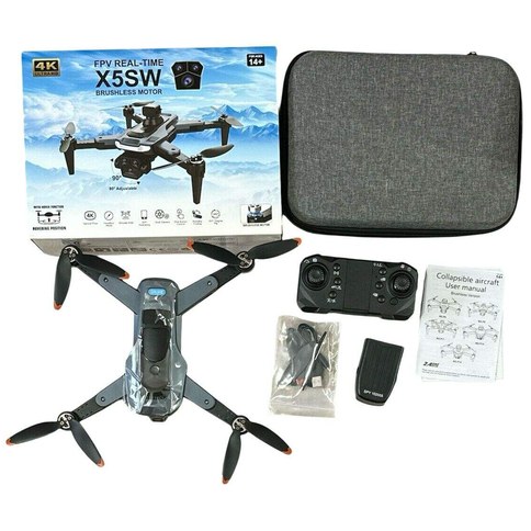 DRON X5SW CAMARA DUAL 4K 480P 900mAh/9m EVITA OBSTACULOS CONTROL REMOTO c/SOPORTE 24u｜X5SW无人机，配备双摄像头、4K/480P视频拍摄、900mAh电池、9米飞行距离、避障功能、遥控器和支架（24件）