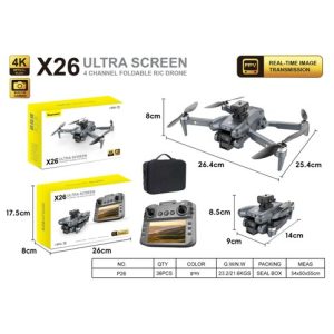 DRON X26 ULTRA SCREEN CONTROL REMOTO c/VISOR 36u｜X26 超大屏幕无人机，带遥控器和显示屏（36件）