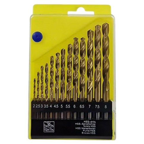 SET MECHAS ACERO RAPIDO CHAPADA EN TITANIO 1.5-6.5mm x13pcs 100u｜钛涂层高速钢钻头套装 1.5-6.5毫米 x13件（100件）