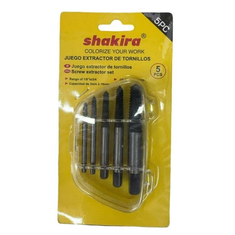 KI EXTRACTOR DE TORNILLOS SHAKIRA 3-19mm x5pcs 100u｜KI SHAKIRA螺丝取出器 3-19毫米 x5个（100件）