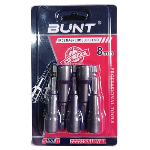BOCALLAVE MAGNETICA BUNT 8mm x5pcs 100u｜BUNT磁性8mm套筒扳手 x5件（100件）