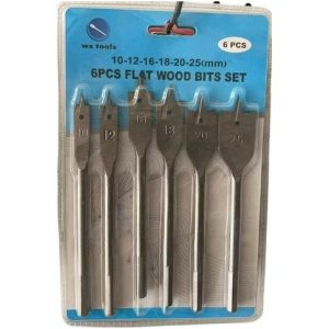 SET MECHA PALA PLANA p/MADERA WS TOOLS 10-25mm x6pcs 100u｜木工钻头套装，平头，WS Tools，10-25mm x 6 件（100件）