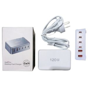 CARGADOR RAPIDO DE ESCRITORIO 120w GaN Pro YMS-120W 2 USB + 4 USB-C 50u｜120瓦氮化镓快速桌面充电器 YMS-120W 2个USB接口 + 4个USB-C接口（50件）