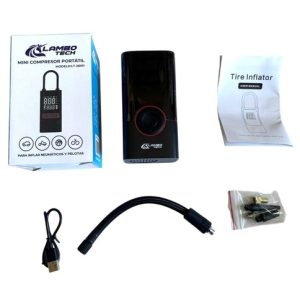 MINI COMPRESOR DE AIRE INFLADOR PORTATIL LAMBO TECH LT-26010 MULTIUSO RECARGABLE 24u｜LAMBO TECH LT-26010 迷你空气压缩机/便携式充气泵，多功能，可充电（24件）