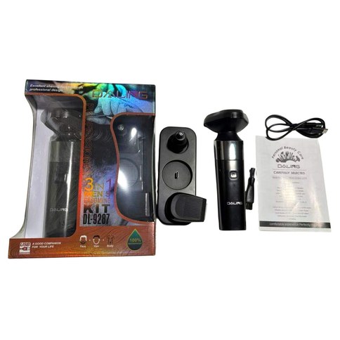 KIT ASEO 3en1 DALING AFEITADOR DEPILADOR DL-9287 c/BASE RECARGABLE 40u｜DALING DL-9287 三合一理容套装：剃须刀/脱毛器（带充电底座）（40件）