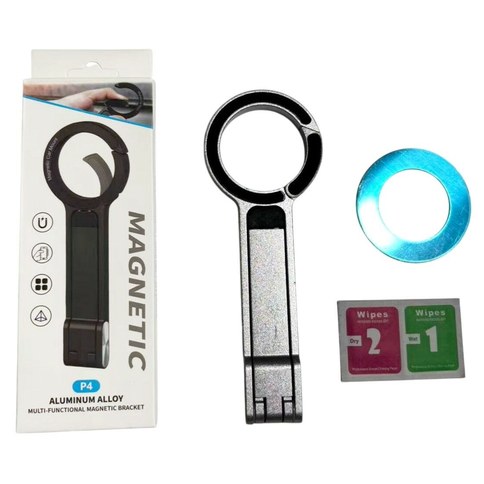 SOPORTE MAGNETICO P4 MULTIUSO CELULAR TABLET NOTEBOOK PLAGABLE ALUMINIO 200u｜多功能磁吸支架，适用于手机、平板电脑和笔记本电脑（可折叠铝合金材质（200件）