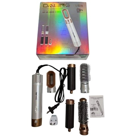 KIT SECADOR ALISADOR MODELADOR DE CABELLO 5en1 MULTIFUNCIONAL DALING DL-3023 220v 24u｜DALING DL-3023 多功能五合一美发造型吹风机套装 220v（24件）