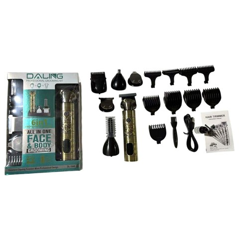 KIT ASEO 9en1 DALING DL-1846 AFEITADOR DEPILADOR FACIAL CORPORAL USB RECARGABLE 40u｜DALING DL-1846 九合一理容套装：剃须刀、面部及身体脱毛器、USB充电（40件）