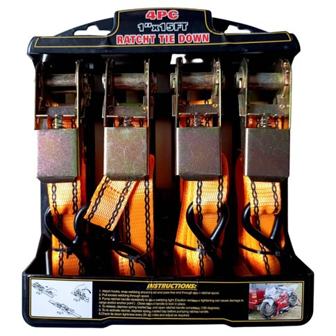 SET CINTA DE AMARRE CON TRINQUETE p/VEHICULO 10m x4pcs 12u｜棘轮式车辆捆绑带套装 10m x 4 件（12件）