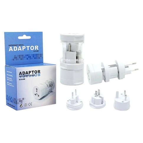 ADAPTADOR ENCHUFE 3en1 UNIVERSAL VIAJERO REDONDO DESARMADO 200u｜三合一通用旅行插头转换器，圆形，可拆卸（200件）