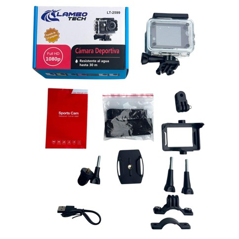 CAMARA DEPORTIVA 2" FULL HD 1080p LAMBO TECH LT-2599 100u｜Lambo Tech 2 英寸全高清 1080p 运动相机 LT-2599（100件）