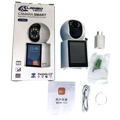 CAMARA SMART CON VIDEOLLAMADA y PANTALLA HD 2.8 WiFi LAMBO TECH LT-2501 50u｜LAMBO TECH LT-2501 智能摄像头，带视频通话功能和 2.8 英寸高清屏幕，支持 WiFi（50件）